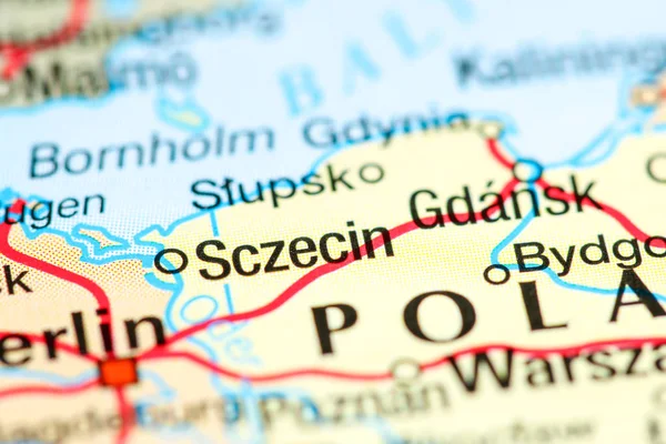 Sczecin, Polonia su una mappa — Foto Stock