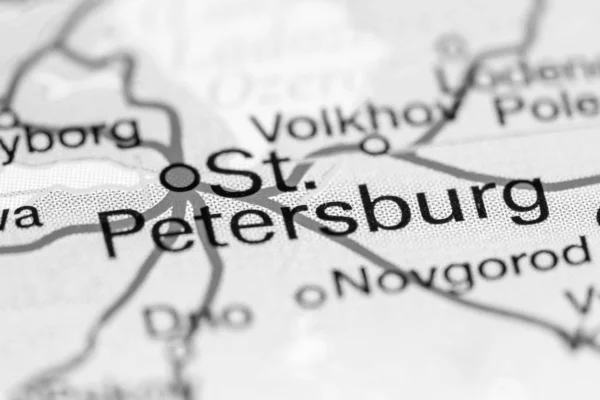 St. Petersburg, Russia on a map — 스톡 사진