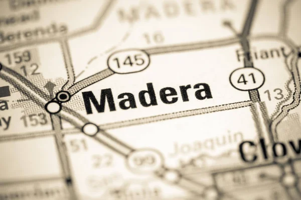 Madera. Califórnia. EUA sobre um mapa — Fotografia de Stock