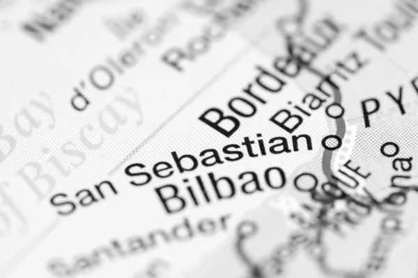 San Sebastian. Spagna su una mappa — Foto Stock