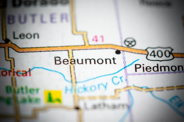 Beaumont. Kansas. USA on a map — Stockfoto