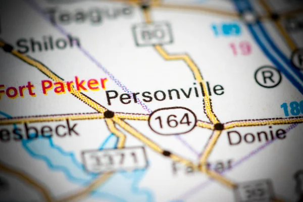 Personville. Texas. USA on a map — Stok fotoğraf