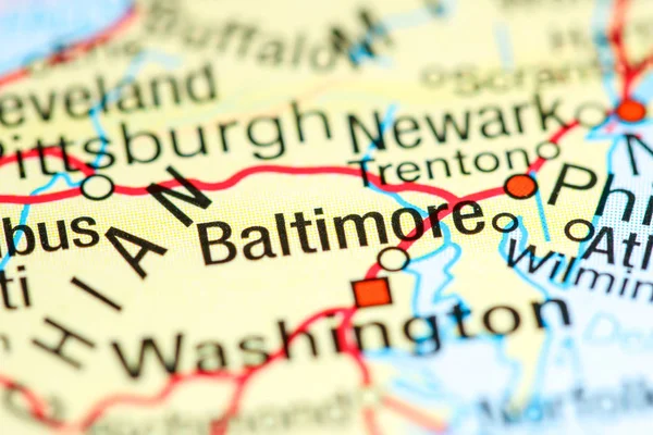 Baltimore, Maryland. EUA sobre um mapa — Fotografia de Stock