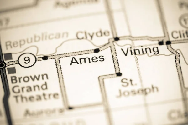 艾姆斯堪萨斯州地图上的美国 — 图库照片