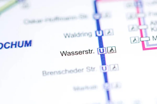 Stazione di Wasserstrasse. Mappa di Metropolitana di Bochum . — Foto Stock