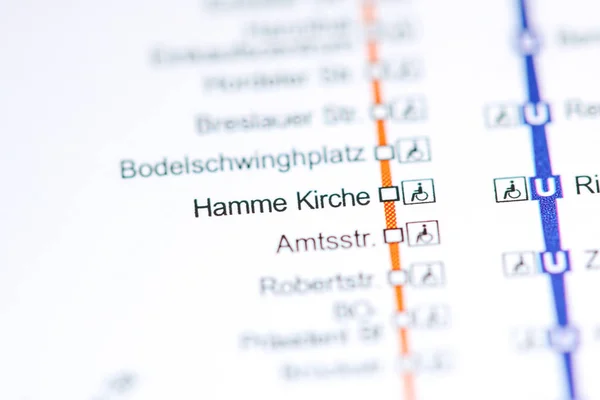 Estación Hamme Kirche. Mapa del metro de Bochum . —  Fotos de Stock