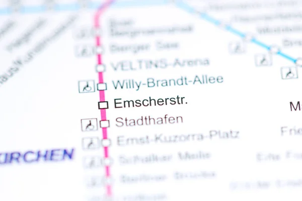 Stanice Ermscherstrasse. Mapa metra Bochum. — Stock fotografie