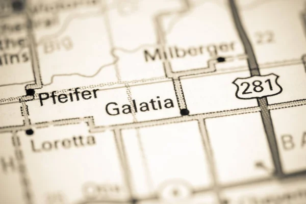 Galatia. Kansas. USA on a map — Stok fotoğraf