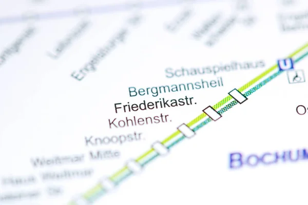 Stanice Friederikstrasse. Mapa metra Bochum. — Stock fotografie