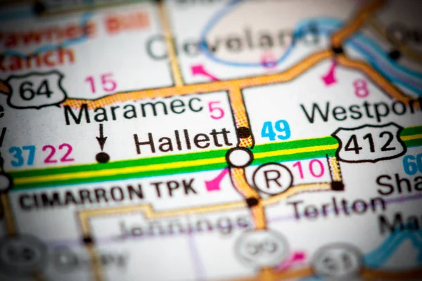Hallett 。 俄克拉荷马州 地图上的Usa — 图库照片