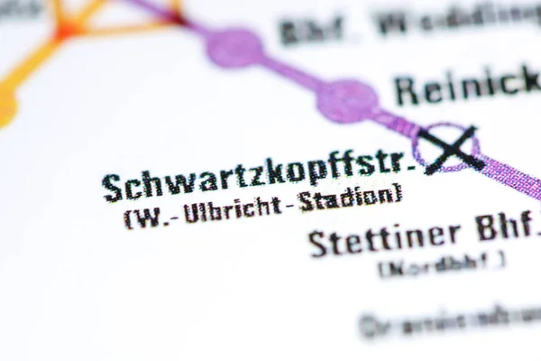 Stanice Schwartzkopffstrasse. Berlínská mapa metra. — Stock fotografie
