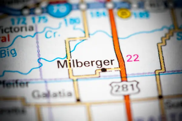 Milberger. Kansas. EEUU en un mapa — Foto de Stock