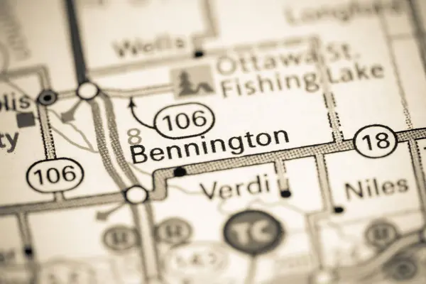 Bennington. Kansas mı? ABD haritada — Stok fotoğraf