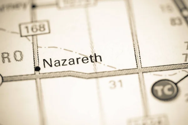 Nazareth. Texas. USA on a map — Stock Photo, Image
