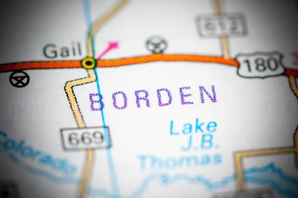 O Borden. Texas. EUA sobre um mapa — Fotografia de Stock