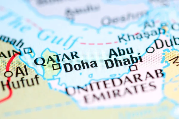 Доха, Катар на карте — стоковое фото