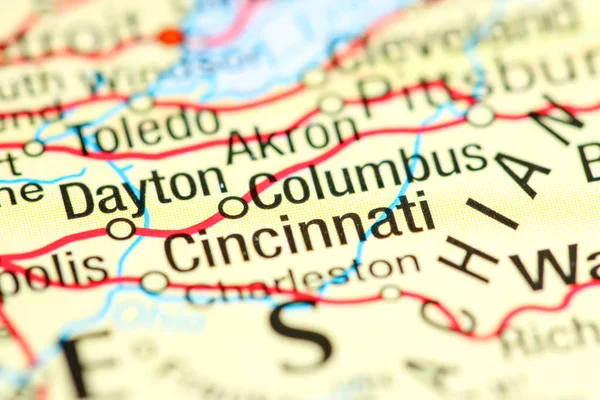 Cincinnati. USA na mapie — Zdjęcie stockowe