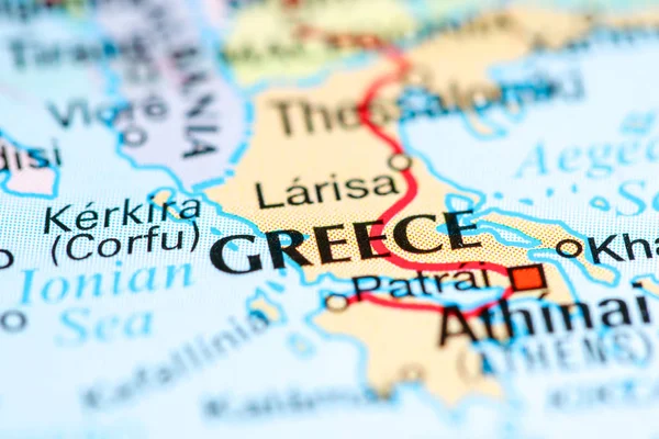 Greece on a map — Stock fotografie