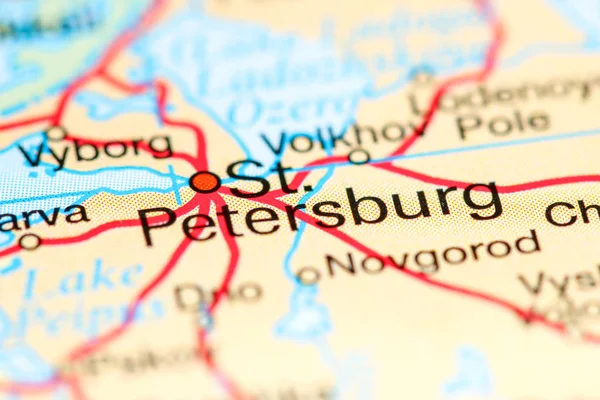 St. Petersburg, Russia on a map — 스톡 사진