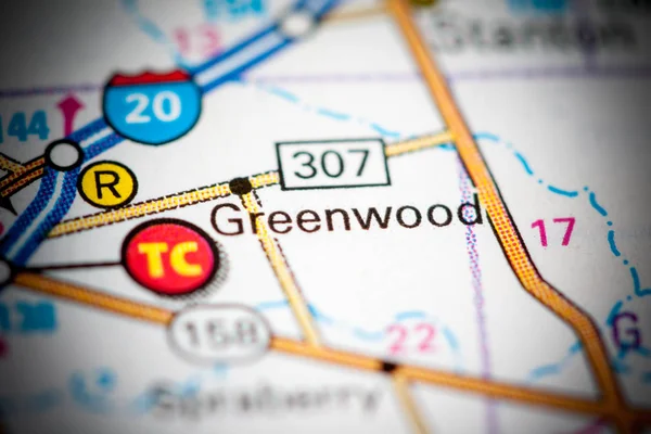 Greenwood. Texas. EUA sobre um mapa — Fotografia de Stock