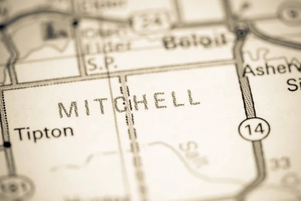 米切尔Mitchell. 堪萨斯州 地图上的Usa — 图库照片