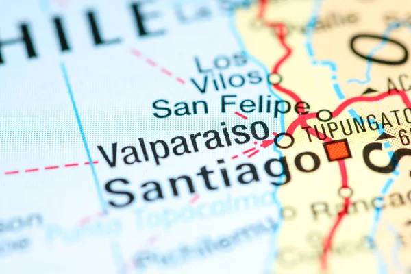 Valparaiso. Chile on a map — 스톡 사진