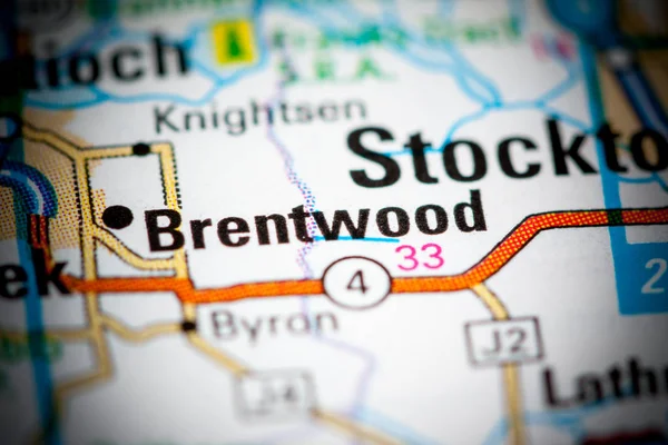 Het is Brentwood. Californië. USA op een kaart — Stockfoto