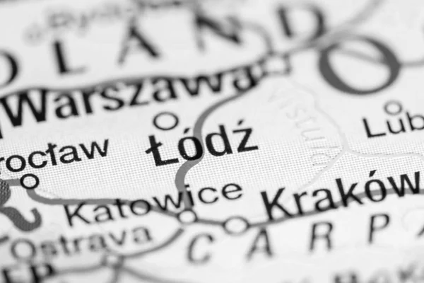 Lodz, Poland on a map — Stock Photo, Image