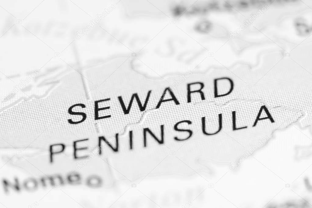 Seward Peninsula. USA on a map