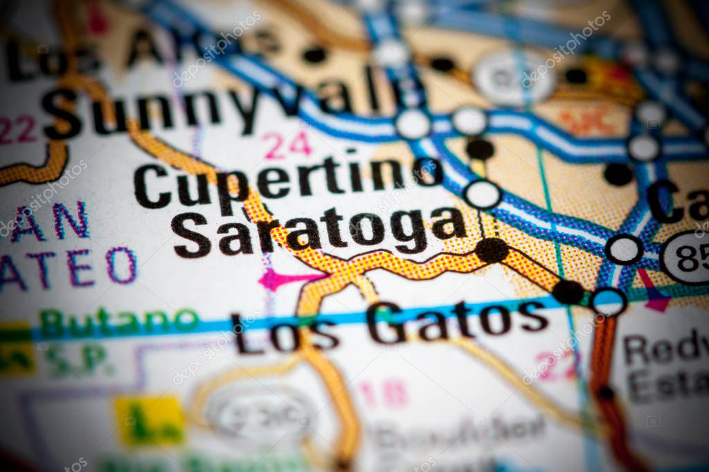 Saratoga. California. USA on a map
