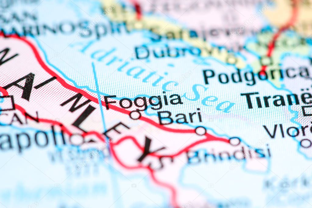 Foggia. Italy on a map