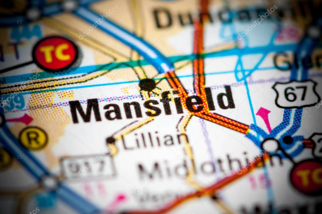 Mansfield. Texas. USA on a map