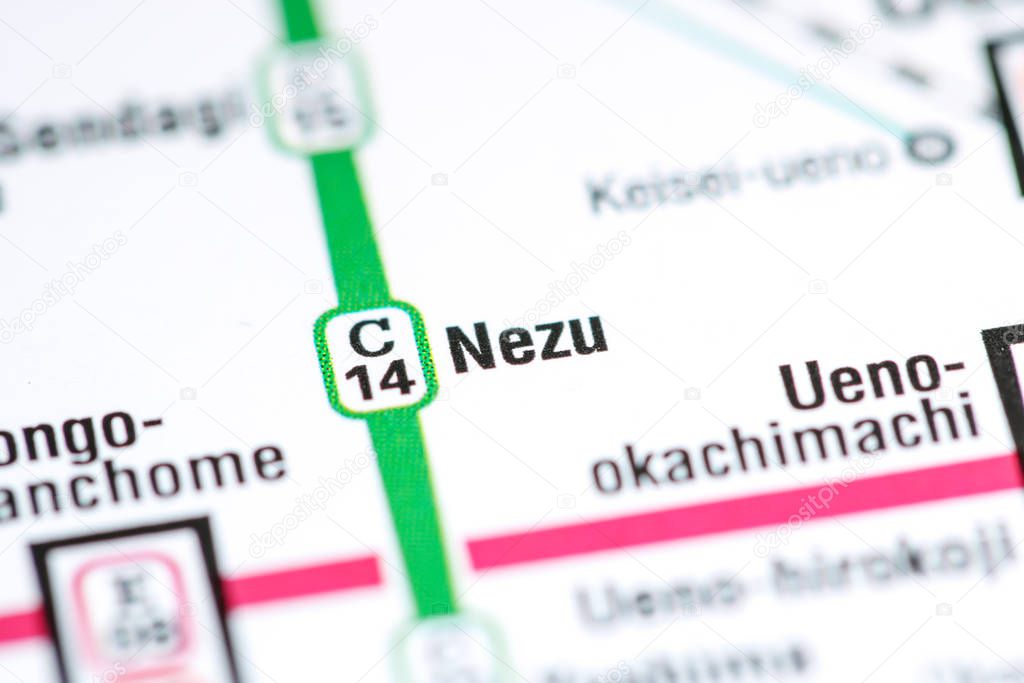 Nezu Station. Tokyo Metro map.