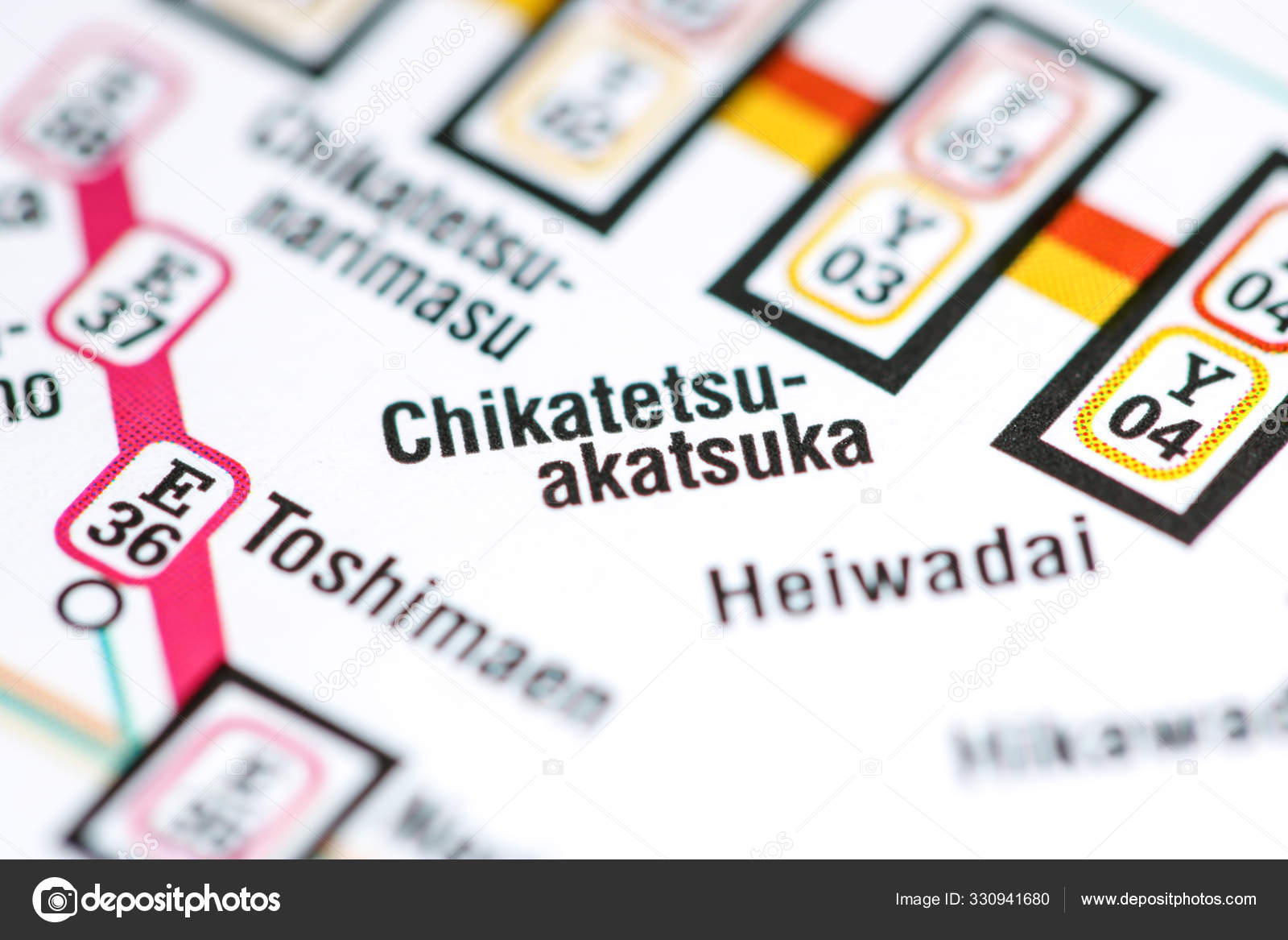 Chikatetsuakatsuka Station. Tokyo Metro map. — Stock Photo