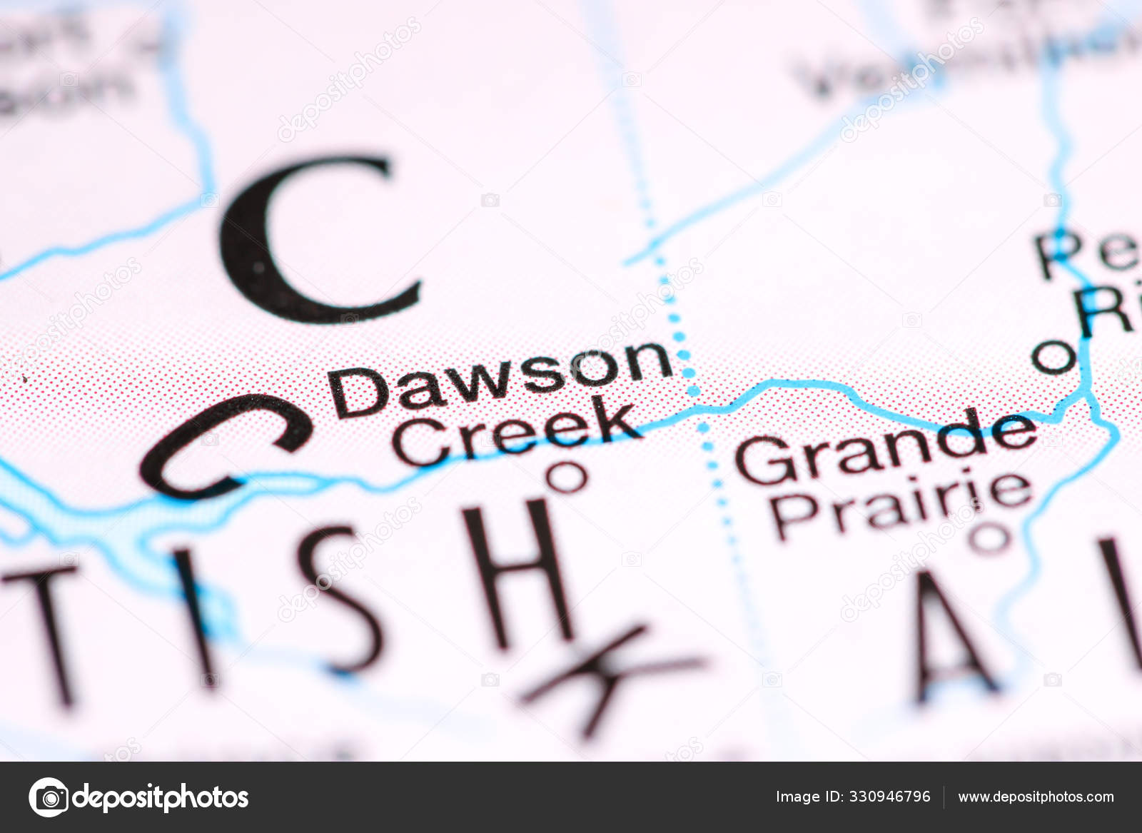 Dawson Creek. Canada on a map Stock Photo by ©aliceinwonderland2020