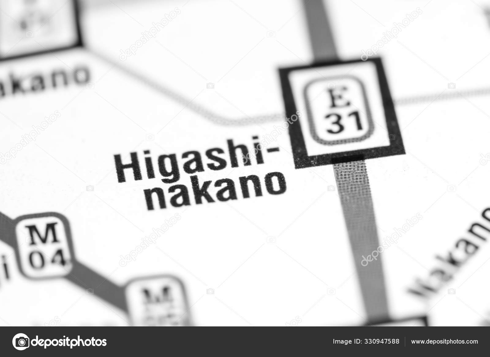 Higashinakano Station. Tokyo Metro map. Stock Photo by