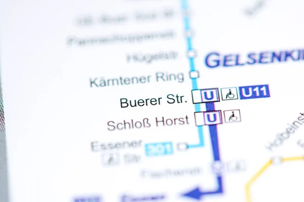 Buerer Strasse Station. Karta över Bochums tunnelbana. — Stockfoto