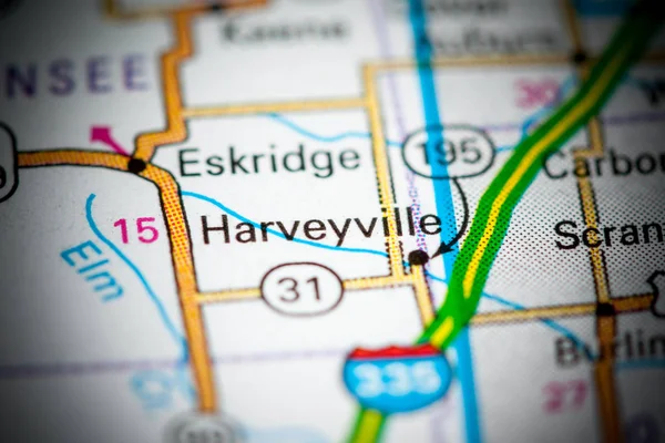 Harveyville. Kansas. EUA sobre um mapa — Fotografia de Stock