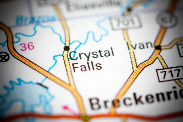 水晶瀑布 德克萨斯。 地图上的Usa — 图库照片