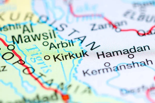 Kirkuk, Iraq en un mapa — Foto de Stock