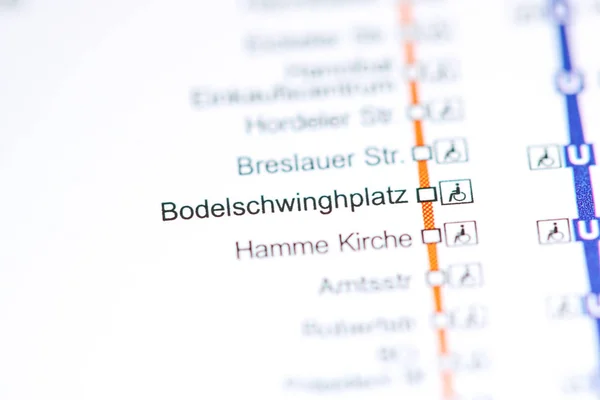 Bodelschwinghplatz駅。ボチュムメトロ地図. — ストック写真