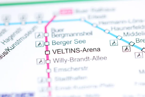 Stanice Veltins Arena. Mapa metra Bochum. — Stock fotografie