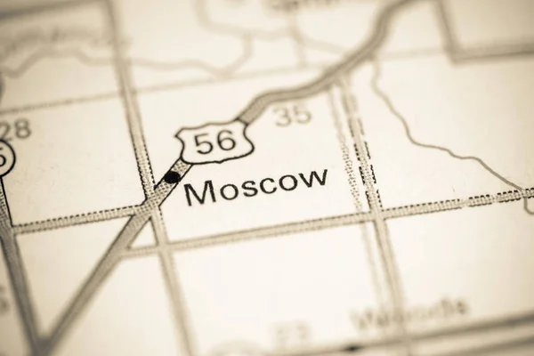 Moskova. Kansas mı? Haritada Usa — Stok fotoğraf