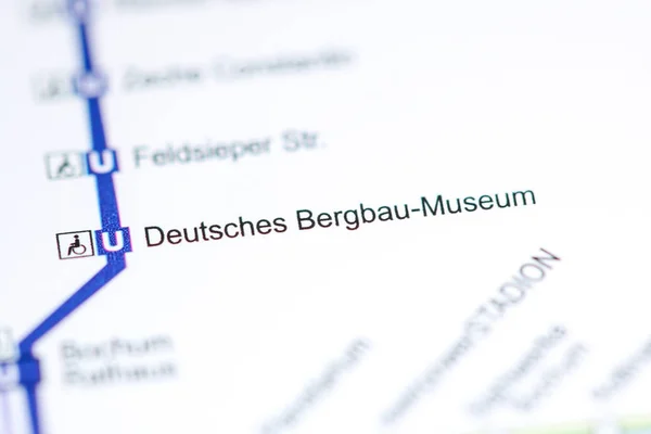 Stacja Muzeum Deutsches Bergbau. Mapa metra w Bochum. — Zdjęcie stockowe