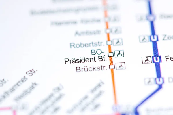 Prasident Bf Station. Karta över Bochums tunnelbana. — Stockfoto
