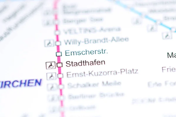 Stanice Stadthafen. Mapa metra Bochum. — Stock fotografie