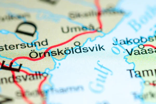 Ornskoldsvik, Sweden  on a map — Stock Photo, Image