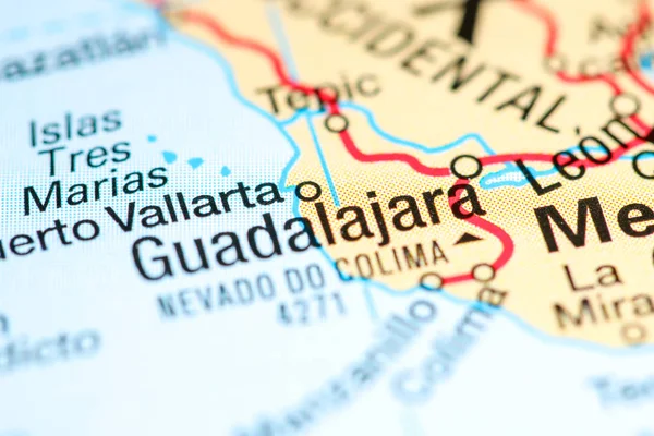 Guadalajara. Mexico on a map — Stock Photo, Image