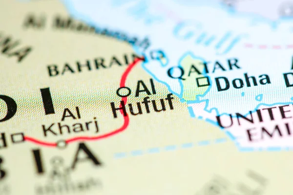 Al Hufuf, Saudi Arabia on a map — 스톡 사진