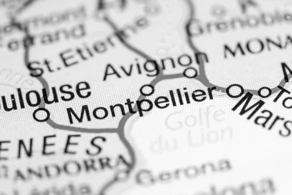 Монпельє. Франція на карті — стокове фото